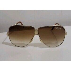 VTG Ferrari Sunglasses Folding Aviator Gold Frame Case Top Gun Racing 70's 80's